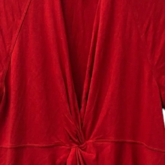 Free People Red Choker Neckline V Opening Knotted Bodice Top size S - Picture 5 of 8